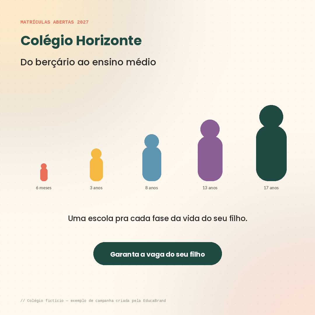 Banner de campanha de matrículas do Colégio Horizonte, versão Instagram